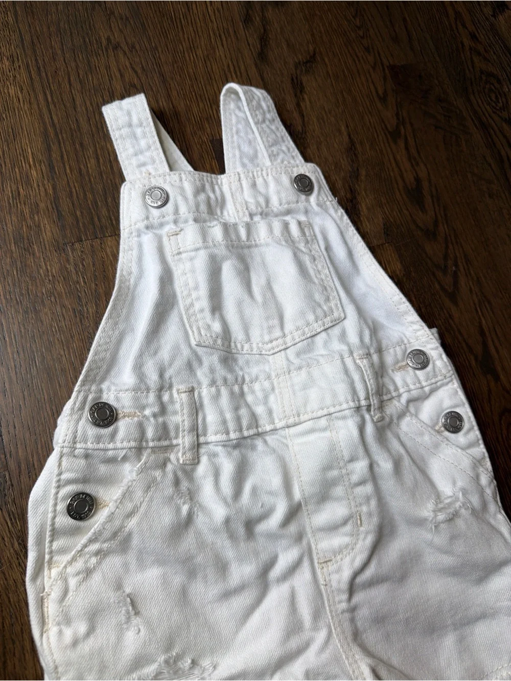 GAP Kids White Denim Short Overalls